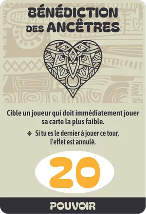 Carte Bénédiction des Ancêtres du jeu KYRAN, valeurs 20 et 9